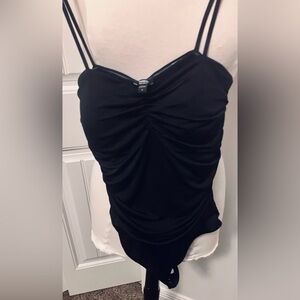 Express Black Ruched Bodysuit